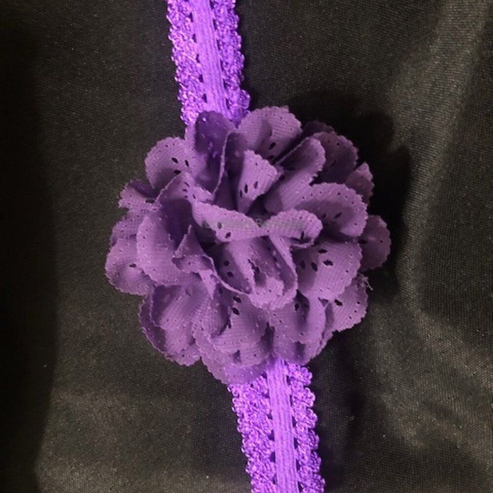 Purple Eyelet Flower Headband  7EYEPRP  Handmade NWT Boutique